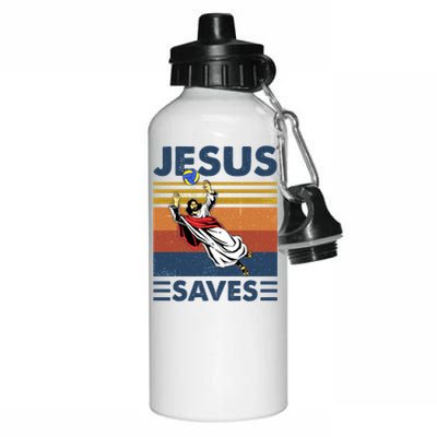 Volleyball Jesus Saves Vintage Volleyball Coach Aluminum Water Bottle