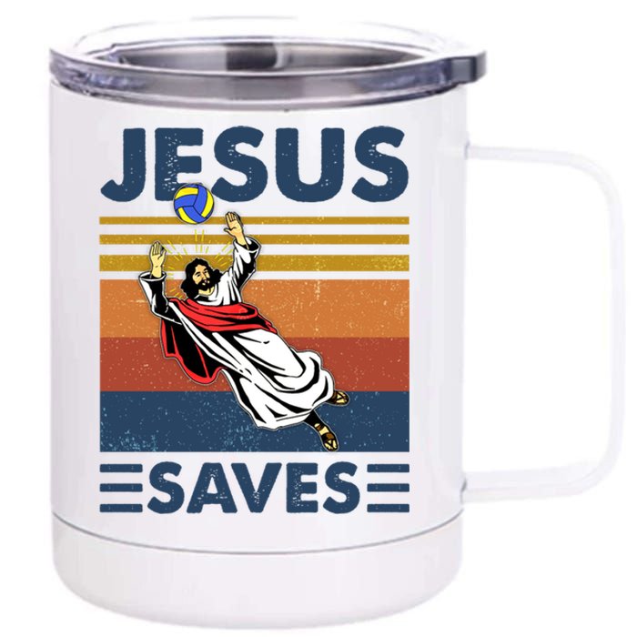 Volleyball Jesus Saves Vintage Volleyball Coach 12 oz Stainless Steel Tumbler Cup