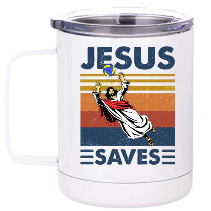 Volleyball Jesus Saves Vintage Volleyball Coach 12 oz Stainless Steel Tumbler Cup