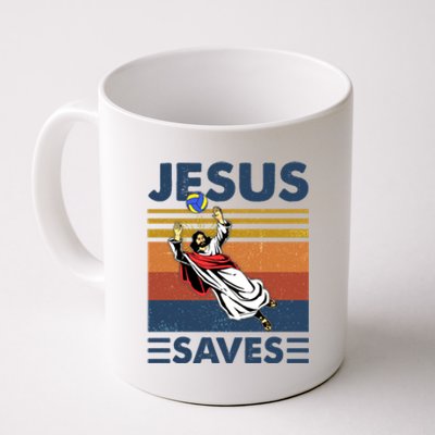 Volleyball Jesus Saves Vintage Volleyball Coach Coffee Mug