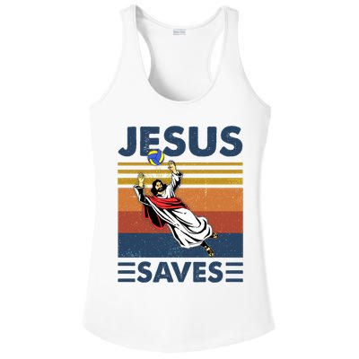 Volleyball Jesus Saves Vintage Volleyball Coach Ladies PosiCharge Competitor Racerback Tank