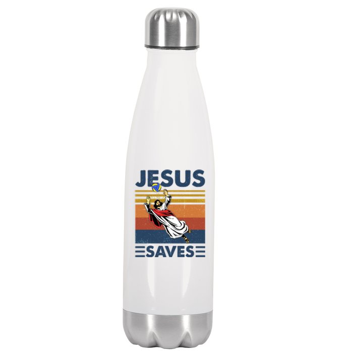 Volleyball Jesus Saves Vintage Volleyball Coach Stainless Steel Insulated Water Bottle