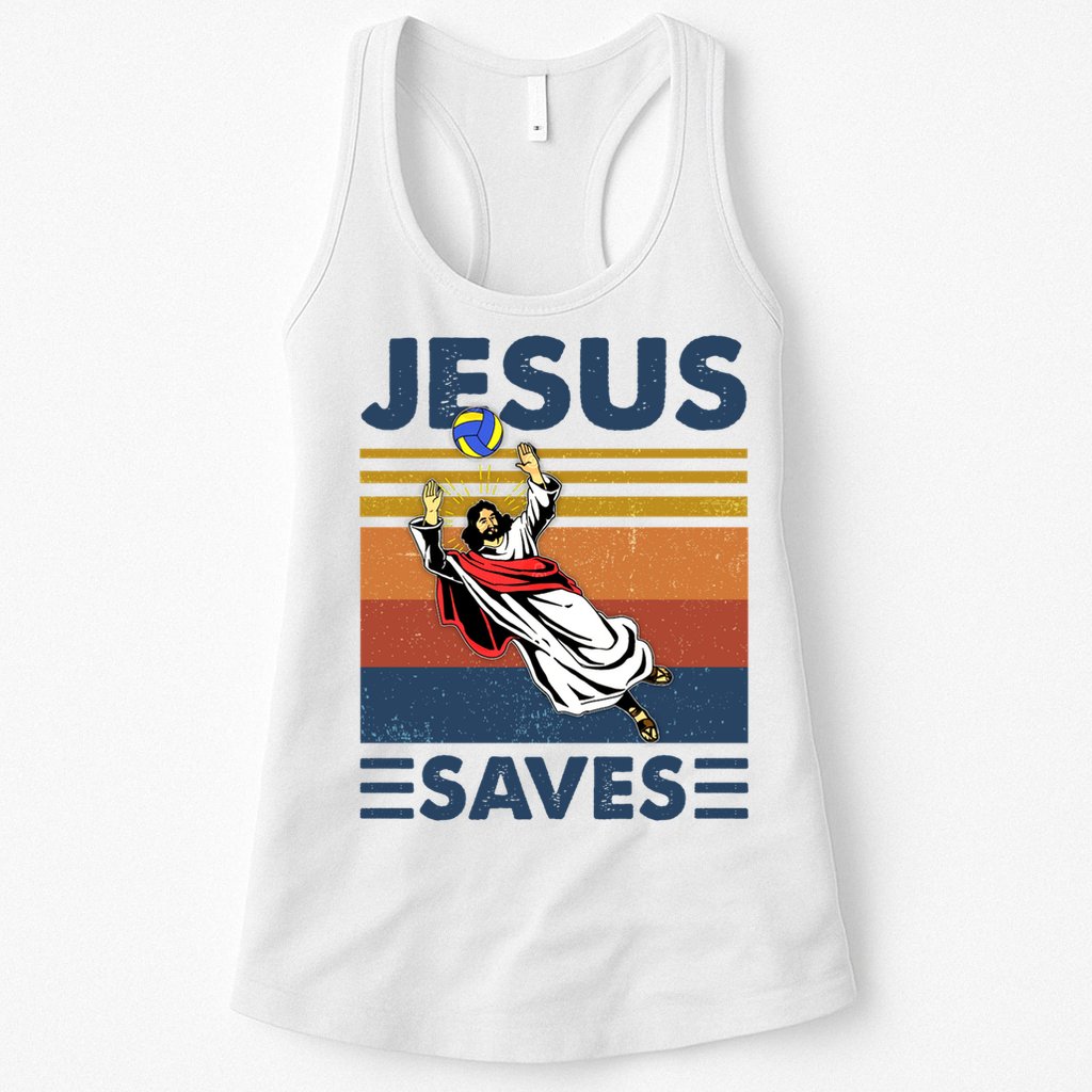 Volleyball Jesus Saves Vintage Volleyball Coach Womens Tank Top