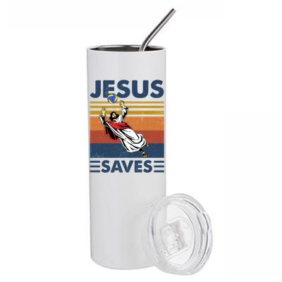 Volleyball Jesus Saves Vintage Volleyball Coach Stainless Steel Tumbler