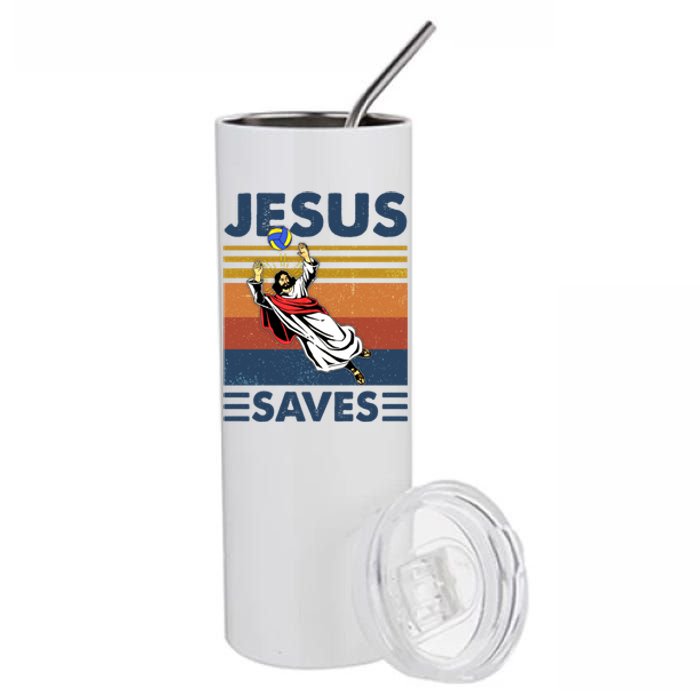 Volleyball Jesus Saves Vintage Volleyball Coach Stainless Steel Tumbler