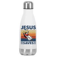 Volleyball Jesus Saves Vintage Volleyball Coach Stainless Steel Insulated Water Bottle