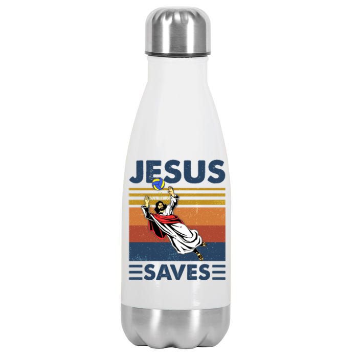 Volleyball Jesus Saves Vintage Volleyball Coach Stainless Steel Insulated Water Bottle