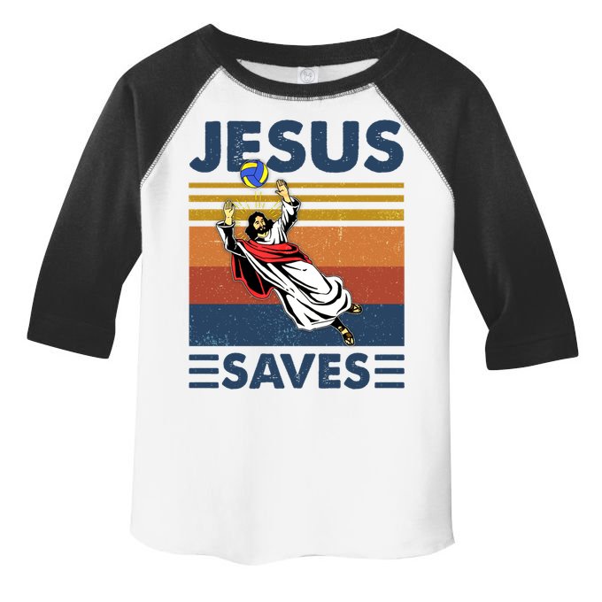 Volleyball Jesus Saves Vintage Volleyball Coach Toddler Fine Jersey T-Shirt