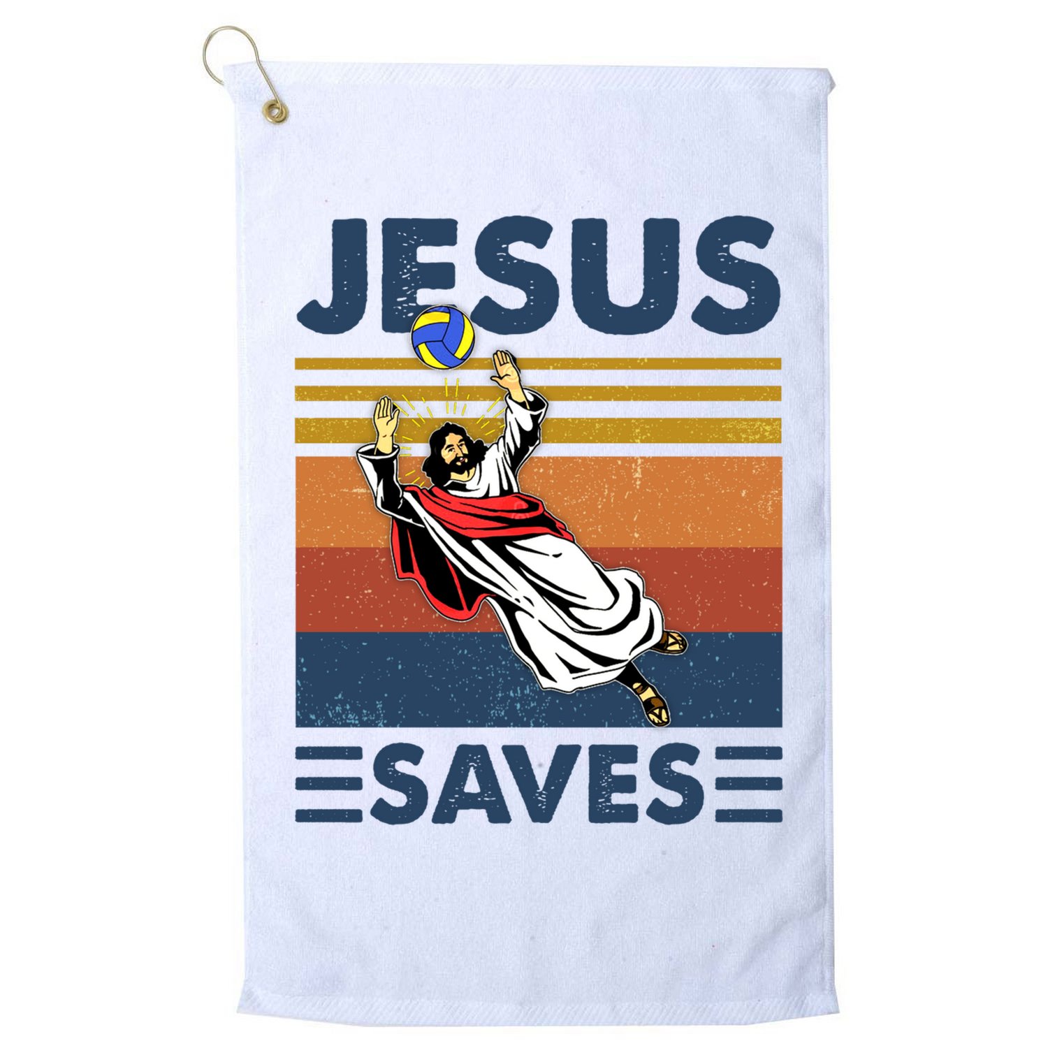 Volleyball Jesus Saves Vintage Volleyball Coach Golf Towel