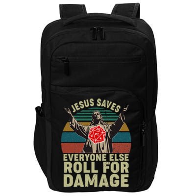 Vintage Jesus Saves Everyone Else Roll For Damage Impact Tech Backpack