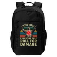 Vintage Jesus Saves Everyone Else Roll For Damage Daily Commute Backpack