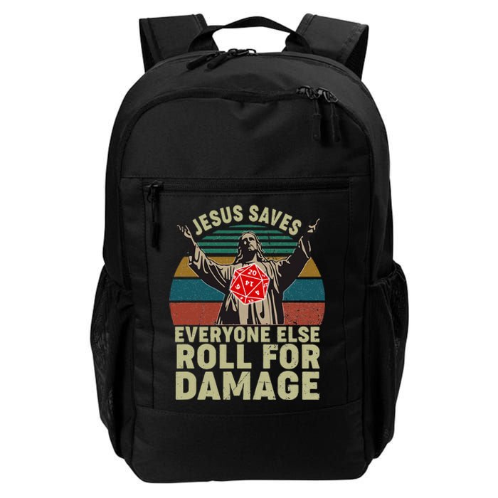 Vintage Jesus Saves Everyone Else Roll For Damage Daily Commute Backpack