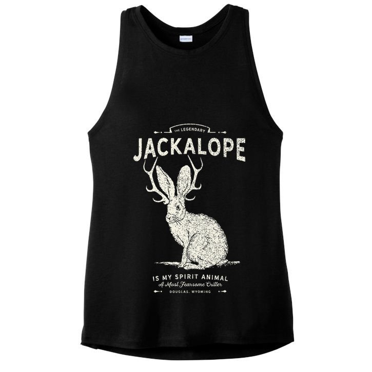 Vintage Jackalope Spirit Animal Mythical Critter Ladies PosiCharge Tri-Blend Wicking Tank