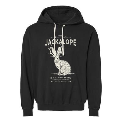 Vintage Jackalope Spirit Animal Mythical Critter Garment-Dyed Fleece Hoodie