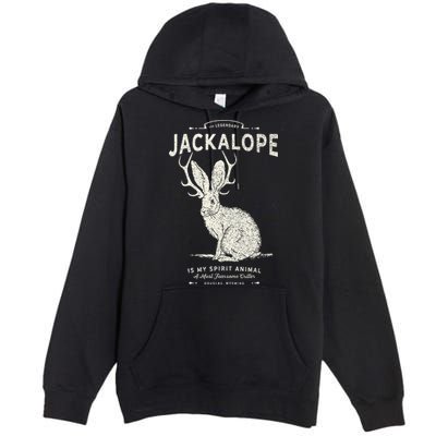 Vintage Jackalope Spirit Animal Mythical Critter Premium Pullover Hoodie