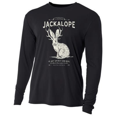 Vintage Jackalope Spirit Animal Mythical Critter Cooling Performance Long Sleeve Crew