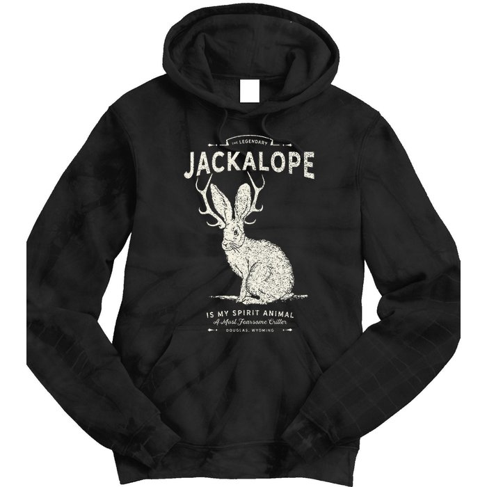 Vintage Jackalope Spirit Animal Mythical Critter Tie Dye Hoodie