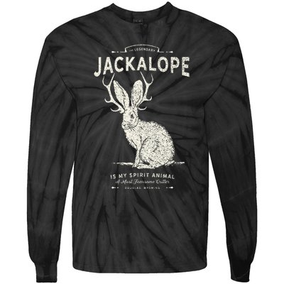 Vintage Jackalope Spirit Animal Mythical Critter Tie-Dye Long Sleeve Shirt