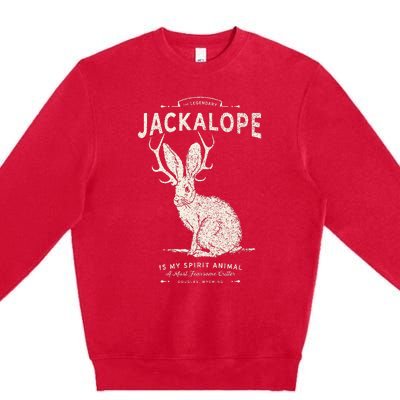 Vintage Jackalope Spirit Animal Mythical Critter Premium Crewneck Sweatshirt