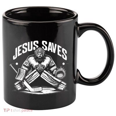 Vintage Jesus Saves Ice Hockey Goalie Cute Gift 11oz C Handle Ceramic Mug