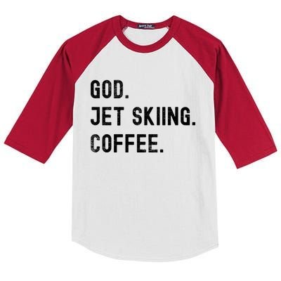 Vintages Jet Skiing And Coffee Distressed Gift Kids Colorblock Raglan Jersey