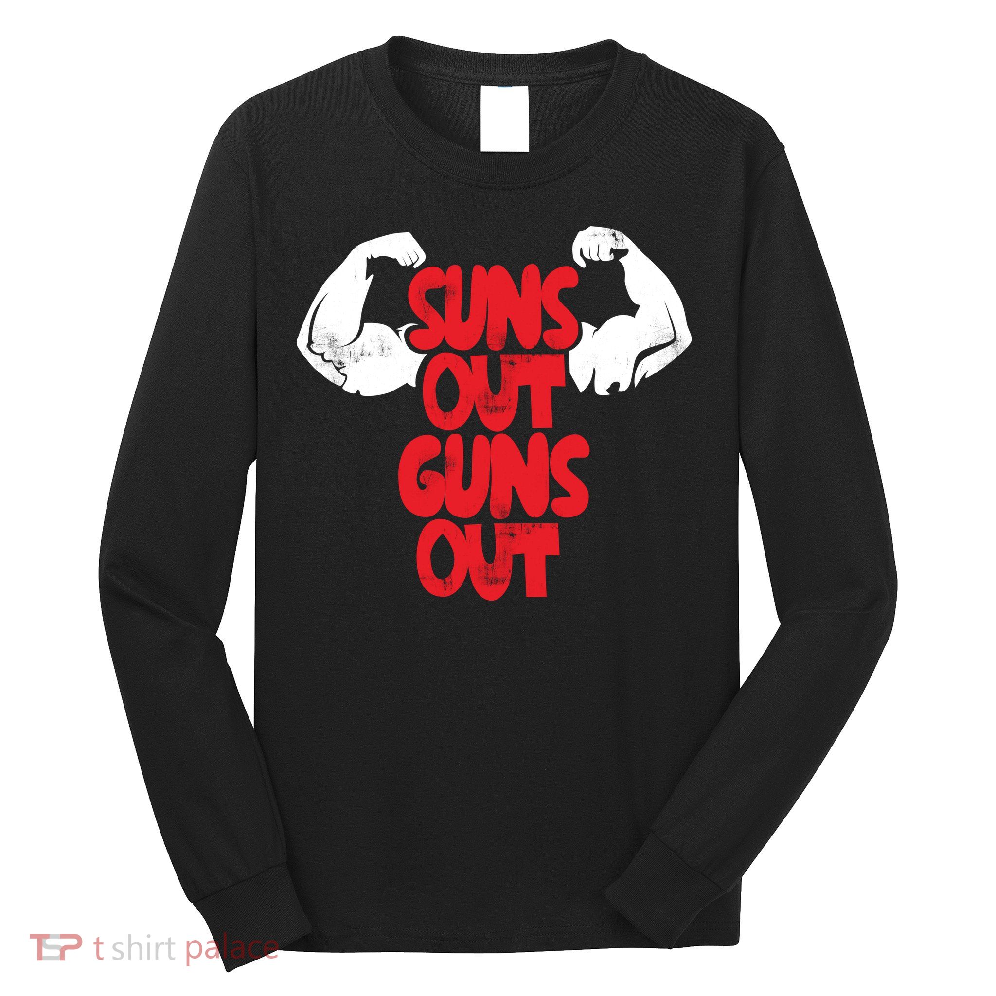 Vintage Jump Street Suns Out Guns Out Pattern Long Sleeve Shirt