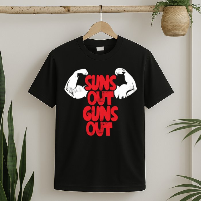 Vintage Jump Street Suns Out Guns Out Pattern T-Shirt