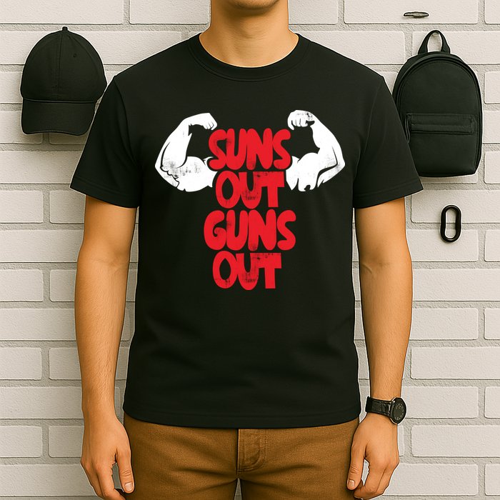 Vintage Jump Street Suns Out Guns Out Pattern T-Shirt
