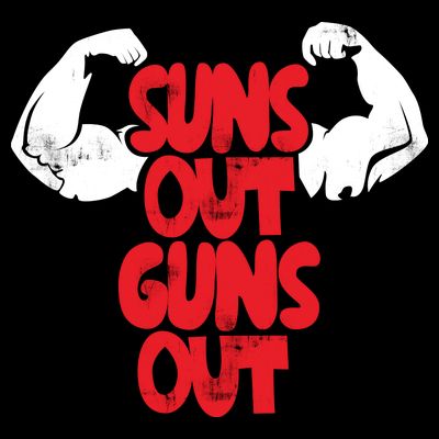 Vintage Jump Street Suns Out Guns Out Pattern T-Shirt