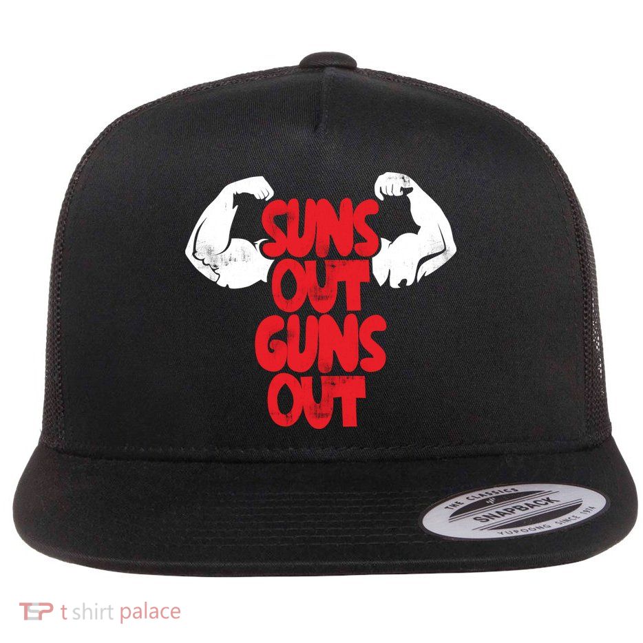 Vintage Jump Street Suns Out Guns Out Pattern Flatbill Hat