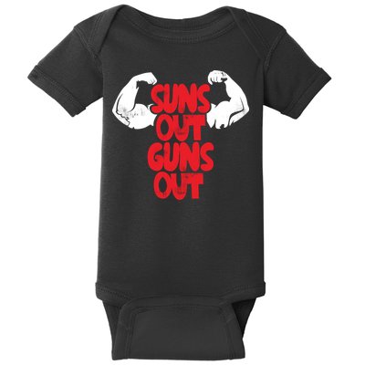 Vintage Jump Street Suns Out Guns Out Pattern Baby Bodysuit