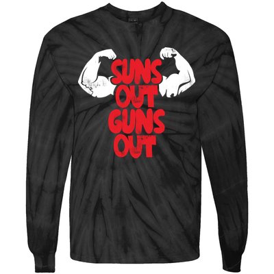 Vintage Jump Street Suns Out Guns Out Pattern Tie-Dye Long Sleeve Shirt