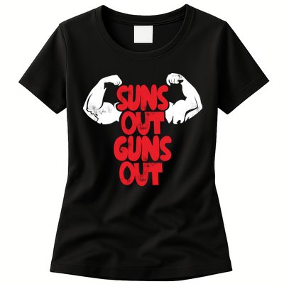 Vintage Jump Street Suns Out Guns Out Pattern Womens T-Shirt