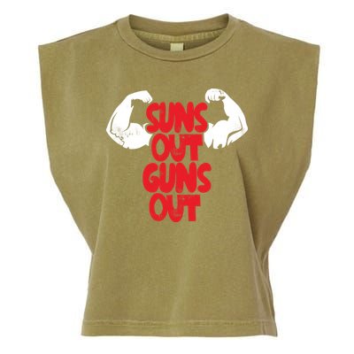 Vintage Jump Street Suns Out Guns Out Pattern Garment-Dyed Women's Muscle Tee