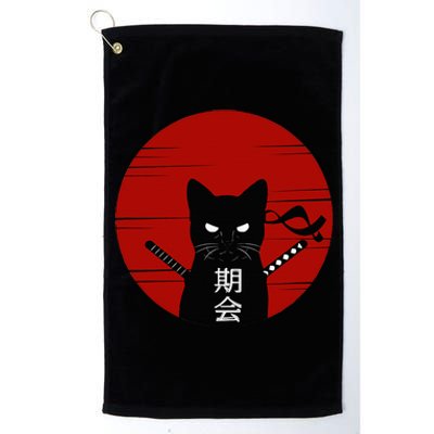 Vintage Japanese Sunset Style Cat Kitten Platinum Collection Golf Towel