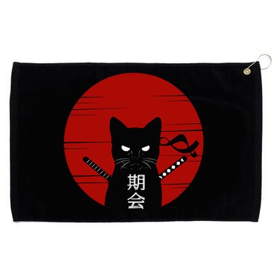 Vintage Japanese Sunset Style Cat Kitten Grommeted Golf Towel