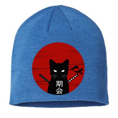 Vintage Japanese Sunset Style Cat Kitten Sustainable Beanie