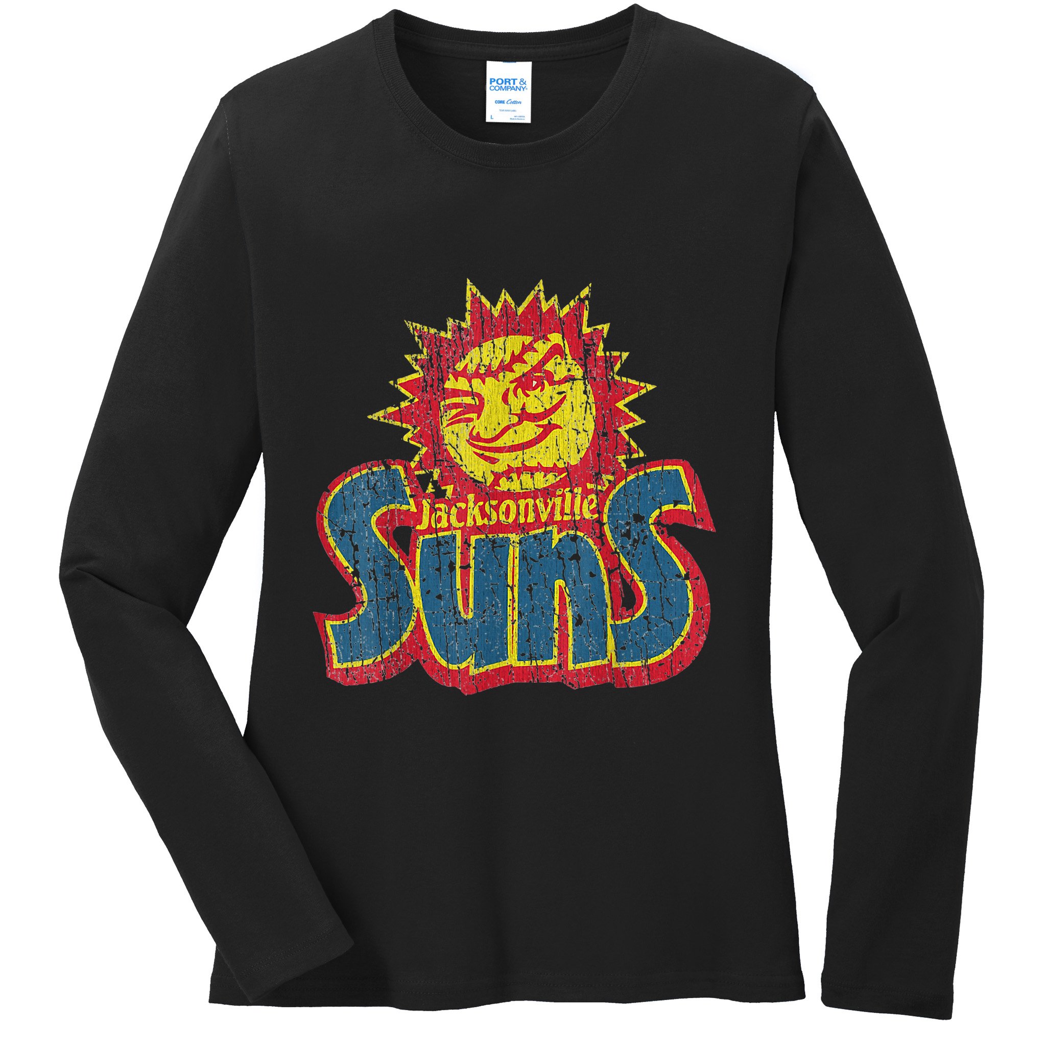 Vintage Jacksonville Suns 60s New Jersey Distressed Style T Ladies Long Sleeve Shirt