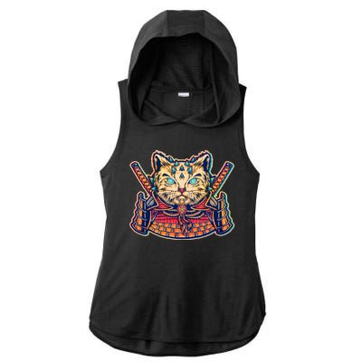 Vintage Japanese Samurai Warrior Cat Ladies PosiCharge Tri-Blend Wicking Draft Hoodie Tank