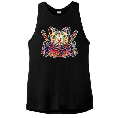 Vintage Japanese Samurai Warrior Cat Ladies PosiCharge Tri-Blend Wicking Tank