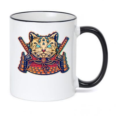 Vintage Japanese Samurai Warrior Cat 11oz Black Color Changing Mug