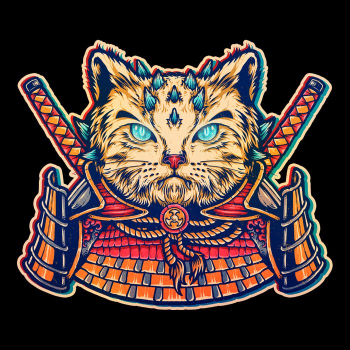 Vintage Japanese Samurai Warrior Cat Backpack