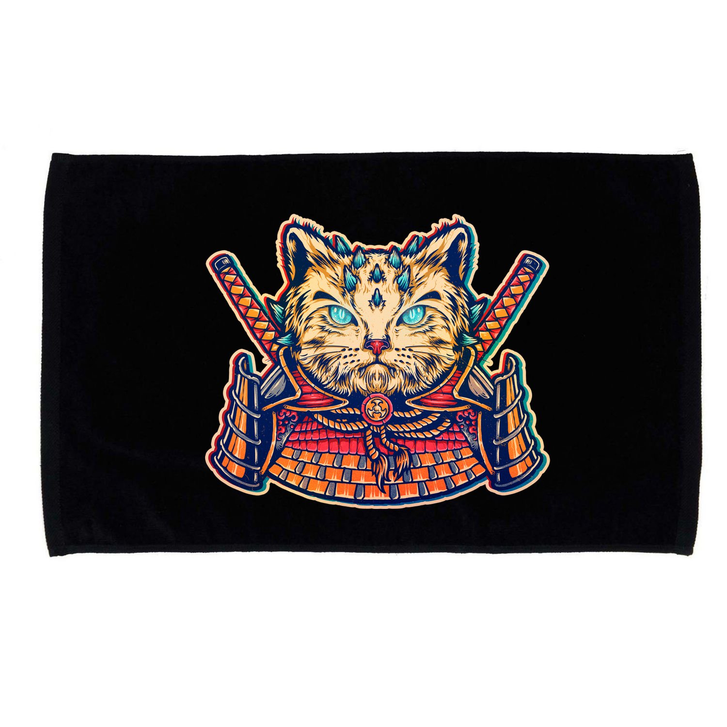 Vintage Japanese Samurai Warrior Cat Microfiber Hand Towel
