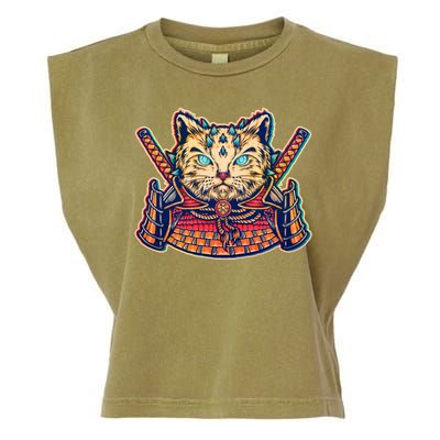 Vintage Japanese Samurai Warrior Cat Garment-Dyed Women's Muscle Tee