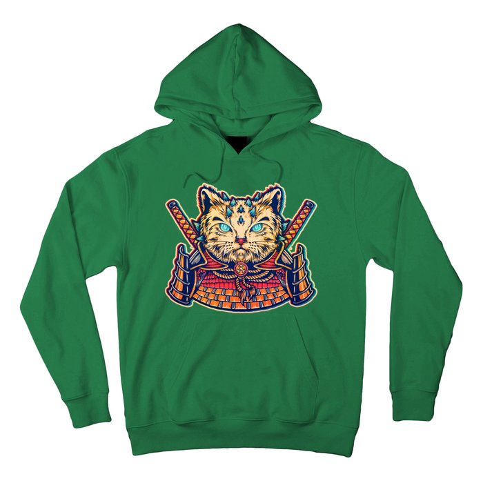 Vintage Japanese Samurai Warrior Cat Hoodie