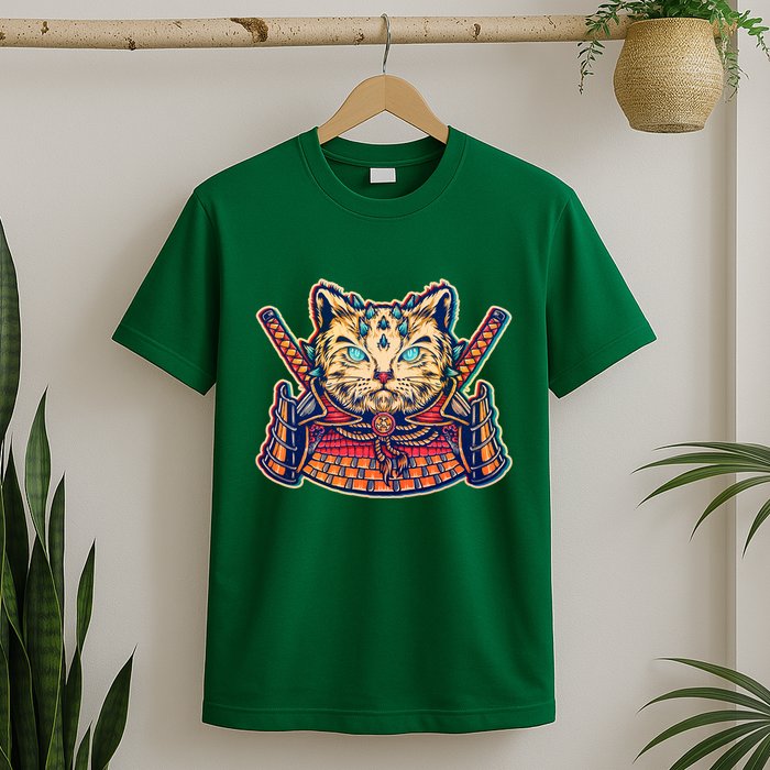Vintage Japanese Samurai Warrior Cat T-Shirt