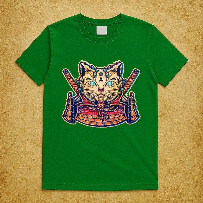 Vintage Japanese Samurai Warrior Cat T-Shirt