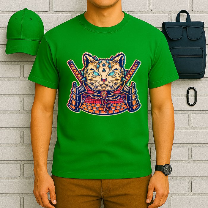 Vintage Japanese Samurai Warrior Cat T-Shirt
