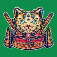 Vintage Japanese Samurai Warrior Cat T-Shirt