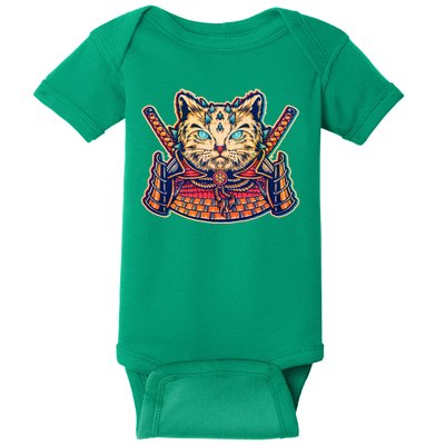 Vintage Japanese Samurai Warrior Cat Baby Bodysuit